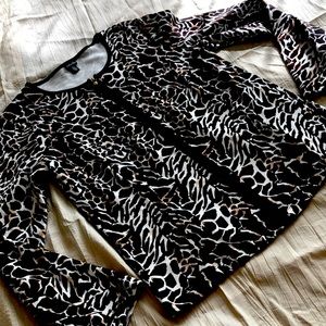 Rafaella Cotton Sweater Animal Print Brown & White